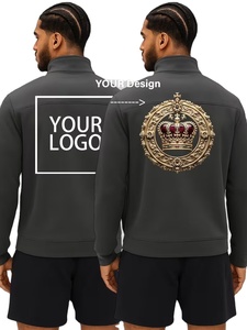 Customizable Men's Long-sleeved Winter Sports Sweatshirt Turn-down Collar 1/4 Zipper Design 100% Cotton Fleece Windproof - Product Image 6