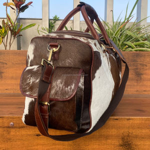 Voyage peau de vache cheveux bagage sac Vintage nuit Duffle cuir Camping randonnée sac à la main Weekender sac pour hommes et femmes - Product Image 3