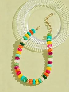 Resin Geometric Beaded Necklace-Lightweight Fashion Unisex Jewelry for Daily Wear & Office Styling Perfect Gift - Product Image 4
