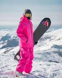 Traje de Esquí Rosa Brillante, Chaqueta y Pantalones Impermeables y Resistentes al Viento para Snowboard, Conjunto Deportivo de Invierno para Adultos - Product Image 3