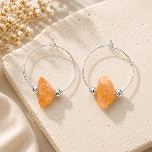 Natural Raw Citrine Gemstone Hoop <b>Earrings</b> 925 Sterling Silver Handmade Wire Hoop <b>Earrings</b> for Women Wholesale - Product Image 1