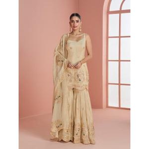 Conjunto de Kurti y Palazzo para Mujer, con Bordado Único y Lentejuelas, Compra Directa del Proveedor al Precio Más Bajo, a la Moda - Product Image 1