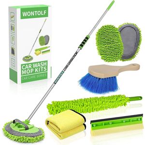 Kit de lavage de voiture Wontolf 62 pièces avec brosse, gant de lavage, manche long, microfibre chenille, kit de nettoyage de détail pour vitres, y compris raclette - Product Image 1