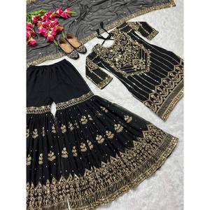 Conjunto de Traje Elegante para Fiesta para Mujer, Top Sharara y Dupatta de Lujo - Product Image 3