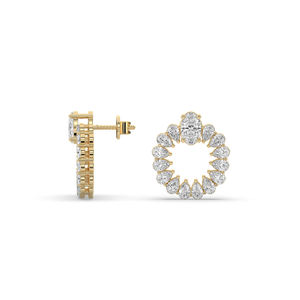 Boucles d'oreilles ovales en diamant de laboratoire de 2,00 carats, or jaune 14 carats, légères, uniques, élégantes, brillantes, prix de gros - Product Image 3