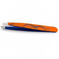 Pinzas Modernas para Cejas con Punta Puntiaguda de Acero Inoxidable, Herramienta de Precisión Duradera para el Cuidado de las Cejas, Diseño Naranja y Azul