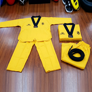 Uniforme de Taekwondo Regal Three Amarillo, 100% Algodón, Trajes de Taekwondo, Ropa de Boxeo, Uniformes de Entrenamiento Unisex - Product Image 1