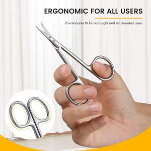 Ciseaux à cuticules en acier inoxydable à pointe incurvée - Nouveau design, lame tranchante, manche en acier durable, trou rond pour la coupe des ongles et des peaux mortes - Product Image 4