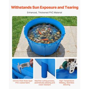 Tanque Plegable de PVC para Peces Koi, Capacidad de 448.8 Galones, Redondo, con Marco Estable, Lona, Estanque para Peces Sobre el Suelo, Acuarios y Accesorios - Product Image 3