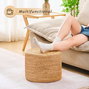Poggiapiedi/Ottoman in Giacinto d'Acqua Naturale Intrecciato Fatto a Mano, Design Moderno Convertibile per Arredamento Casa e Uso Alberghiero - Product Image 4