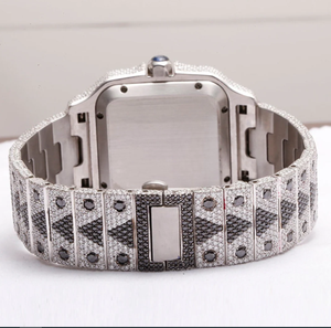 Reloj con Patrón Geométrico Iced Out, Plateado, Negro, con Diamantes Cuadrados, Automático, de Lujo, Estilo Hip Hop, Vintage, para Hombre, con Moissanita - Product Image 6