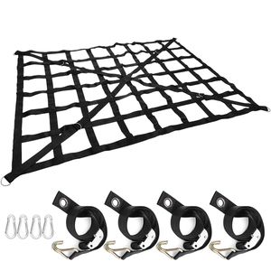 Rete da carico resistente 1,28 m x 1,68 m con fibbie a camma e ganci a S, cinghia trasversale per il controllo del carico nel cassone del pick-up, accessori - Product Image 1