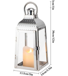 High Demand <b>Set</b> of 3 Silver Outdoor <b>Lantern</b> Wedding Decor Candle <b>Lantern</b> <b>Set</b> Large Size for Garden - Product Image 5