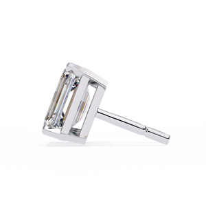 Pendientes de Plata 925 con Moissanita Corte Esmeralda, Baño de Rodio, Engaste Tipo Cesta, Joyería Fina Elegante - Product Image 2