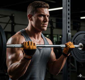 Rexfit Half <b>Finger</b> Gym Fitness Gloves Black Orange PU Leather Adjustable Wrist <b>Strap</b> Weight Lifting Unisex Half <b>Finger</b> Gym Glove - Product Image 2