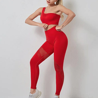 Ensemble de yoga pour femme Index, couleur unie, haut court taille haute, leggings longs, panneau en mesh respirant, sans couture, ensemble 2 pièces