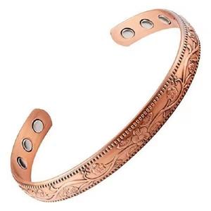 Brazalete Unisex de Alambre de Cobre Puro 100% con Diseño Grabado Ancho y Imán de Alta Potencia para Alivio de la Artritis - Product Image 4