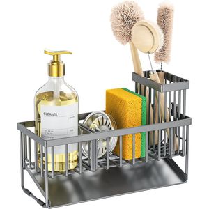 Organizzatore per Lavello con Portaspazzole e Portasponge in Acciaio Inox 304 Antiruggine, Soluzione di Stoccaggio per Dispenser di Sapone da Cucina - Product Image 1