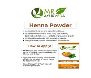 Henné en poudre 100% biologique MR Ayurveda, henné en poudre pour la coloration des cheveux, henné en poudre à base de plantes, sans produits chimiques ajoutés, 100 grammes - Product Image 3