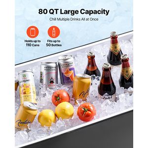 Carrito Nevera Rodante de 80 Cuartos con Asa Telescópica de 2 Etapas, 2 Ruedas Giratorias y Mesa Portátil para Playa, Patio, Fiestas y Bar - Product Image 2