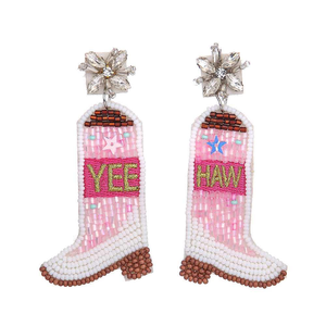 Western Cowboy Style Boots Women Beaded Felt Fabric Letter Embroidered Fashion Jewelry Ladies <b>Drop</b> BY MULTI CRAFT - Product Image 2