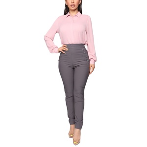 Pantalones ajustados con botones de cintura alta para mujer, pantalones pitillo informales de talla grande, ropa Formal blanca para invierno, verano y otoño, sólida de BD - Product Image 3