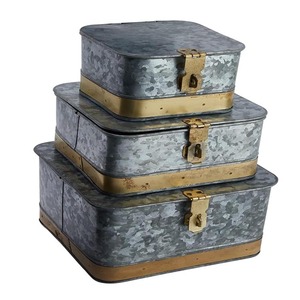 Cajas de Almacenamiento Metálicas Cuadradas Apilables con Cierre de Pestillo, Negras, Juego de 3 Cajas de Almacenamiento Metálicas - Product Image 5