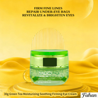 Crème Contour des Yeux Raffermissante et Réparatrice au Thé Vert, Extrait de Tremella PGA, Hydratante, Atténue les Ridules, Effet Lifting, Rafraîchissante, Anti-rides