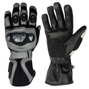 Guantes Deportivos de Motocicleta de Cuero, Largos hasta la Muñeca, Transpirables, Lisos, con Pantalla Táctil, Ecológicos, para las Cuatro Estaciones, con Forro de Piel, Negros y Grises - Product Image 5