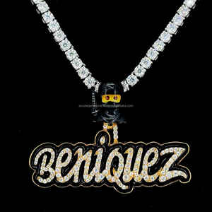 Iced Out Jewelry Moissanite Diamonds Custom Black Esmalte Colgante Inicial Hip Hop 925 Silver Gold Plated Custom Pendant - Product Image 1