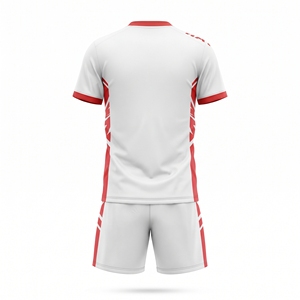 Maillot de football pour homme Hawk Eye, blanc et rouge, col en V, manches courtes, évacuation de l'humidité, extensible dans quatre directions, respirant, polyester, uniforme - Product Image 2