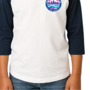 Boy's <b>White</b> and Navy Blue Baseball Shirt Casual Three Quarter Sleeve Raglan <b>Tee</b> Everyday Comfortable Lifestyle Clothing Top - Product Image 3