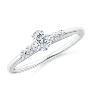 Bague de fiançailles en diamant de laboratoire de taille ovale certifié IGI avec diamants latéraux, or 10K 14K 18K, argent 925 935, pour anniversaire - Product Image 2