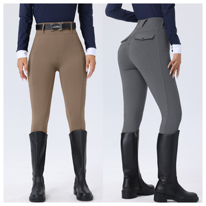 Pantalones de Montar a Caballo para Mujer, Estilo Deportivo, Elásticos y Ajustados, con Bloques de Color, Leggings de Montar de Longitud Completa, OEM/ODM - Product Image 1