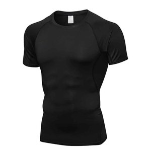 Camiseta Deportiva de Compresión para Hombre, Ecológica, Teñida, Corte Ajustado, Manga Corta, Transpirable, Secado Rápido, Poliéster/Algodón - Product Image 1