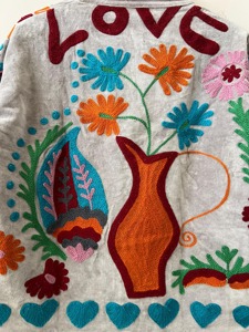 Bohemian Embroidered Floral Cotton Eco-Friendly Suzani Pattern CVR Brand <b>Jacket</b> O-Neck Full Sleeve Plus Size Women's Outerwear - Product Image 5