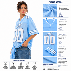 2027 Hot Sale Custom Printed V-Neck <b>Mesh</b> Football Jersey <b>Short</b> Sleeve Relaxed Fit Number Graphic Striped Sleeves Eco-Friendly - Product Image 3