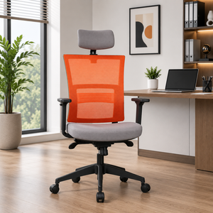 KINSHA Bureau et chaise de direction ergonomiques de luxe modernes en velours avec base chromée pour personnes de grande taille avec accoudoirs - Product Image 1