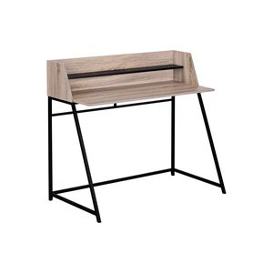Scrivania Moderna Contemporanea da 48 Pollici per Ufficio Domestico con Ripiani Portaoggetti, Laminato Marrone e Metallo Nero per Lavoro con Laptop - Product Image 2
