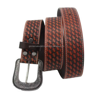 Ceinture en cuir artisanale pour homme de style occidental avec gravure à la main, artisanat de haute qualité, ceinture en cuir travaillé - Product Image 1