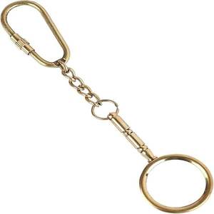Vintage Solid Brass Handmade Magnifying Glass <b>Key</b> <b>Chain</b> & <b>Key</b> Ring - Product Image 1