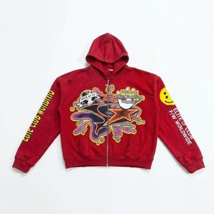 High Demanding Custom Streetwear Red Graphic Hoodie & Shorts Set Men’s <b>Oversized</b> Tracksuits Print Cotton 2 Pieces Casual <b>Jogger</b> - Product Image 2