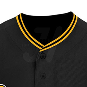 Camiseta de Béisbol Personalizada para Hombre, Ecológica, 100% Poliéster, Negra y Amarilla, Nombre del Equipo 00, Impresión Digital, Manga Corta, Cierre de Botones, Deportiva - Product Image 6
