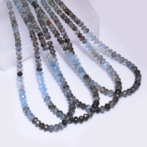 Cuentas facetadas de aguamarina natural de 6mm-7mm, calidad AAA+, tipo rondel, para joyería - Product Image 2