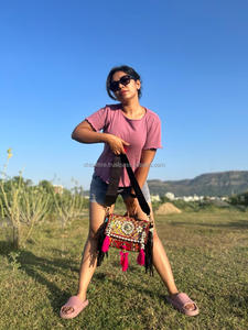 Nouvel arrivage de sacs en coton pour femmes Rajasthani véritable fait à la main Tribal Multi couleur Boho Hippie daim cuir frange gland Banjara - Product Image 3