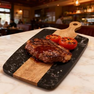 Tabla de cortar de mármol, tabla de charcutería con asa, bandeja de mármol y acacia para carne, queso, hamburguesas y galletas, ideal para regalo. - Product Image 1