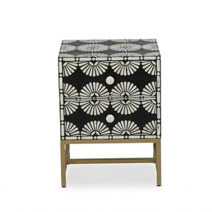 Table de Chevet Moderne en Os de Palme Floral, Vente en Gros Usine, Personnalisée, Vert Sarcelle, Commode à 3 Tiroirs, Luxe, Faite à la Main en Inde - Product Image 3