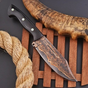 Couteau de chasse artisanal en acier damas de qualité industrielle avec manche en micarta et étui en cuir pour le camping en plein air - Product Image 2