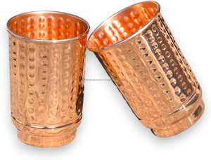 Pure Copper Hammered Drinking Cups Eco-Friendly and Disposable Ayurvedic Health <b>Tumblers</b> <b>Metal</b> Drinkware - Product Image 3