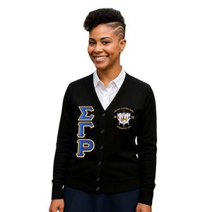 Cárdigan Unisex Sigma Gamma Rho, Suéter de Punto con Botones y Letras Griegas Personalizadas, Manga Larga, Ropa Universitaria para Hermandades y Fraternidades - Product Image 1